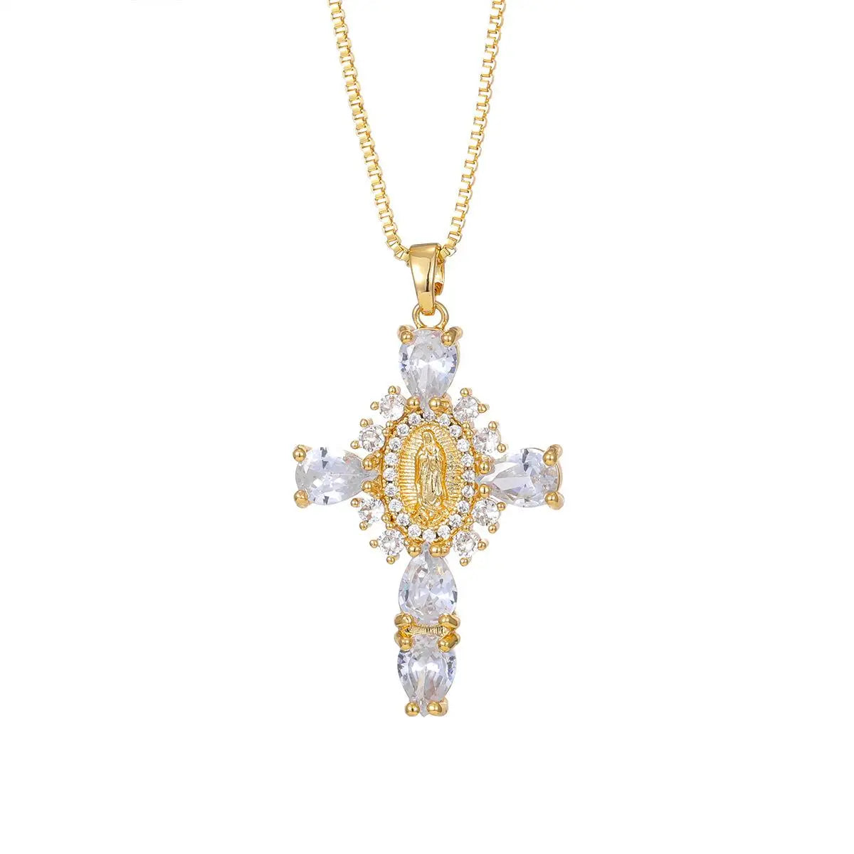 Women's Elegant Cross Theme Faith Pendant Necklace - Stacking Layered Pendant with Necklace, Fashion Costume Jewelry, Gift Idea for Gifting