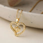 Women's 18K Gold Plated Heart Pendant Necklace, Shiny Zircon INS Minimalist Luxury Dainty Clavicle Chain, For Daily Casual Wear & Holiday Gifting, Sports & Outdoor Accessory, Soho-Chic