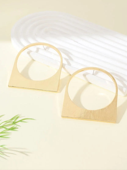Fashionable Geometric Hollow Out Round Metal Large Hoops Shape Earrings for Women, Simple Party Club Personality Versatile Earrings Ear Hoops, Fashion Jewelry Party