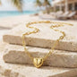 Gold Heart Necklace for Women 3D Puffy Love Pendant Stainless Steel Paperclip Link Chain Minimalist Layering Aesthetic Trendy Jewelry Gift