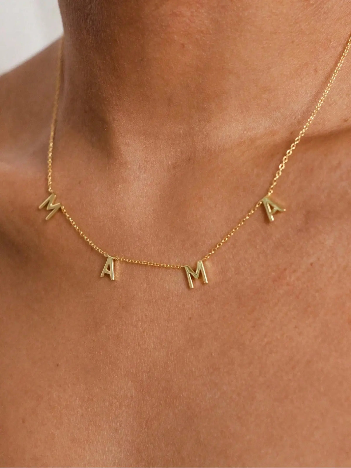 1PC Gold Silver Rose Gold Women's Stainless Steel letter "MAMA" Mother's Day necklace Chain Necklaces Personalized Jewelry Gift Mother's Gift Birthday Gift Christmas Gift Alphabet Necklaces, Accessory Necklace