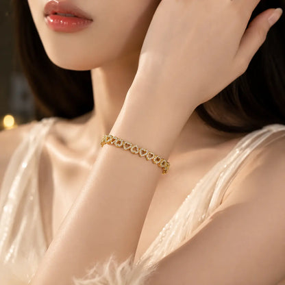Luxury Heart Zircon Bracelet for Women – Elegant Heart Tennis Bracelet, Romantic Jewelry Gift for Her, Adjustable Chain Sparkling Love Bracelet