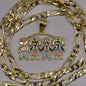 Gold Plated Chain and Pendant Set - 22" 4mm Chain with Tricolor Charms for Boys & Girls - Perfect Gift for Mom Aunt Niece Daughter
