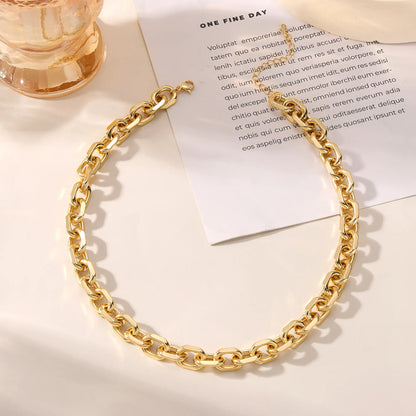 Tewiky 14K Gold/Silver Plated Paperclip Dainty Necklace for Women Statement Trendy Thick 14K Golden Chain Link Necklace Waterproof Simple Jewelry Gifts For Mother's Day gifts