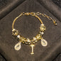 Women's Gold-Tone Mixed Charm Beaded Bracelet - A-Z Initial Letters Available, Fashion Costume Jewelry Gift