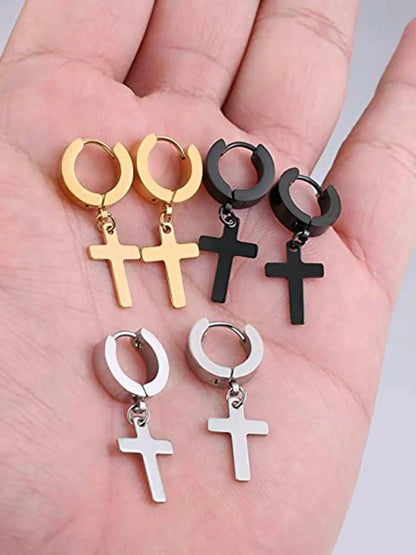Fashion Cross Dangle Earrings for Women & Girls, New Fashion Punk Earrings for Party, Daily Clothing Decor, Trendy All-match & Exquisite Jewelry for Birthday Gift, Punk Style Earrings, Dangling Earrings, Earrings Set
