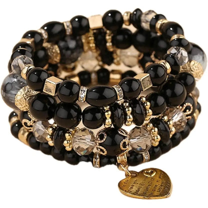 Women Beaded Bracelet Set| Colorful Boho Stackable Trendy Design with Crystal Accents Multilayer Bangle Bracelet| Fashion Stretch Braclets Jewelry for Women