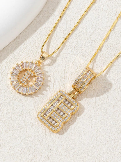 Letter Chain Necklace Set for Women, 26 Pendants with Zirconia Round Floral Design, Sister Matching Gift, Daily Wear Fashion Accessory, Casual Style Necklaces