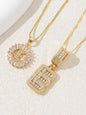 Letter Chain Necklace Set for Women, 26 Pendants with Zirconia Round Floral Design, Sister Matching Gift, Daily Wear Fashion Accessory, Casual Style Necklaces