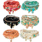 Women Beaded Bracelet Set| Colorful Boho Stackable Trendy Design with Crystal Accents Multilayer Bangle Bracelet| Fashion Stretch Braclets Jewelry for Women