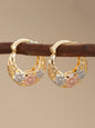 Mexican-style sunflower pattern gold-coloured hollow hoop earrings, hoop shape earrings, elegant party earrings, the perfect anniversary gift for mothers and couples, earrings jewelry