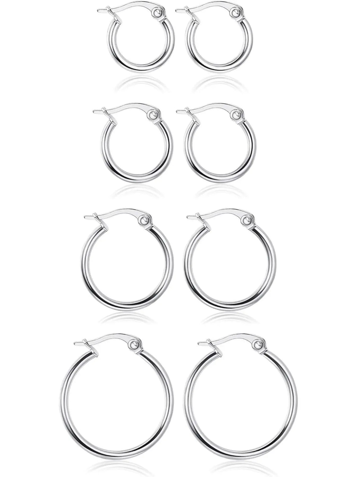 Gold Hoop Shape Circle Shape Earrings Set Stainless Steel Rounded Small Huggie Earrings for Women, 10/12/15/20mm Nickel Free Hoops, Cute Casual Style, Hypoallergenic Jewelry, Fashion Earring, Ear Accessories, Hoop Earring Sets