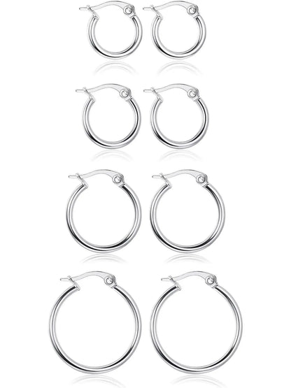Gold Hoop Shape Circle Shape Earrings Set Stainless Steel Rounded Small Huggie Earrings for Women, 10/12/15/20mm Nickel Free Hoops, Cute Casual Style, Hypoallergenic Jewelry, Fashion Earring, Ear Accessories, Hoop Earring Sets