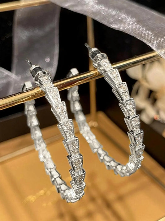 Fashionable Artificial Sparkling Zircon Decorated Hoop Earrings, Elegant Jewelry for Party, Daily Clothing Decor, Trendy All-match & Exquisite Jewelry for Birthday Gift, Stylish Jewelry High Quality Earrings