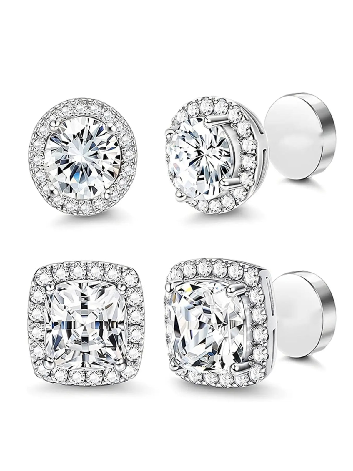 Women's Elegant Rhinestone Clip Earrings Set, High-Quality Stainless Steel, Perfect for All Seasons, DIY Party Accessories