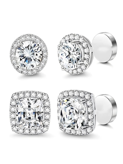 Women's Elegant Rhinestone Clip Earrings Set, High-Quality Stainless Steel, Perfect for All Seasons, DIY Party Accessories