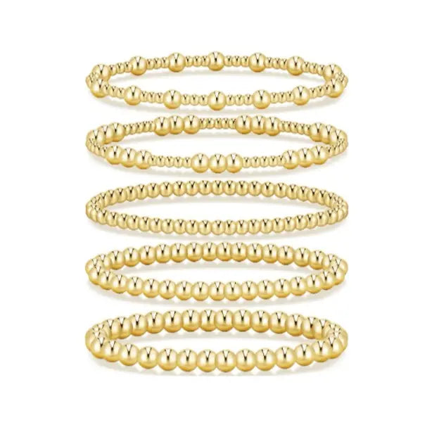 17KM Women's Gold Plated Beaded Bracelet - Adjustable, Waterproof Costume Jewelry, Everyday Wear Bracelet Stacks, Ideal Gifts for Sohochic Casual Accessory Enthusiasts
