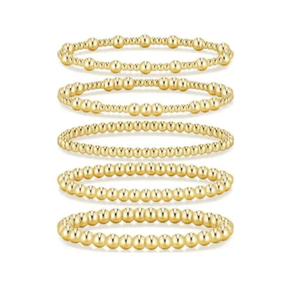 17KM Women's Gold Plated Beaded Bracelet - Adjustable, Waterproof Costume Jewelry, Everyday Wear Bracelet Stacks, Ideal Gifts for Sohochic Casual Accessory Enthusiasts