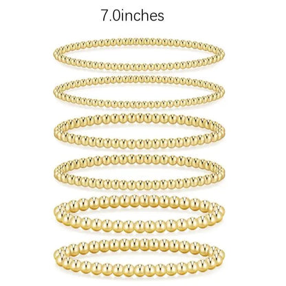 Women's 5PCS Gold Ball Beads Stretchable Bracelets Set - Waterproof, Adjustable Jewelry for Women, Gold Jewelry for Beach & Everyday Wear (Sohochic)