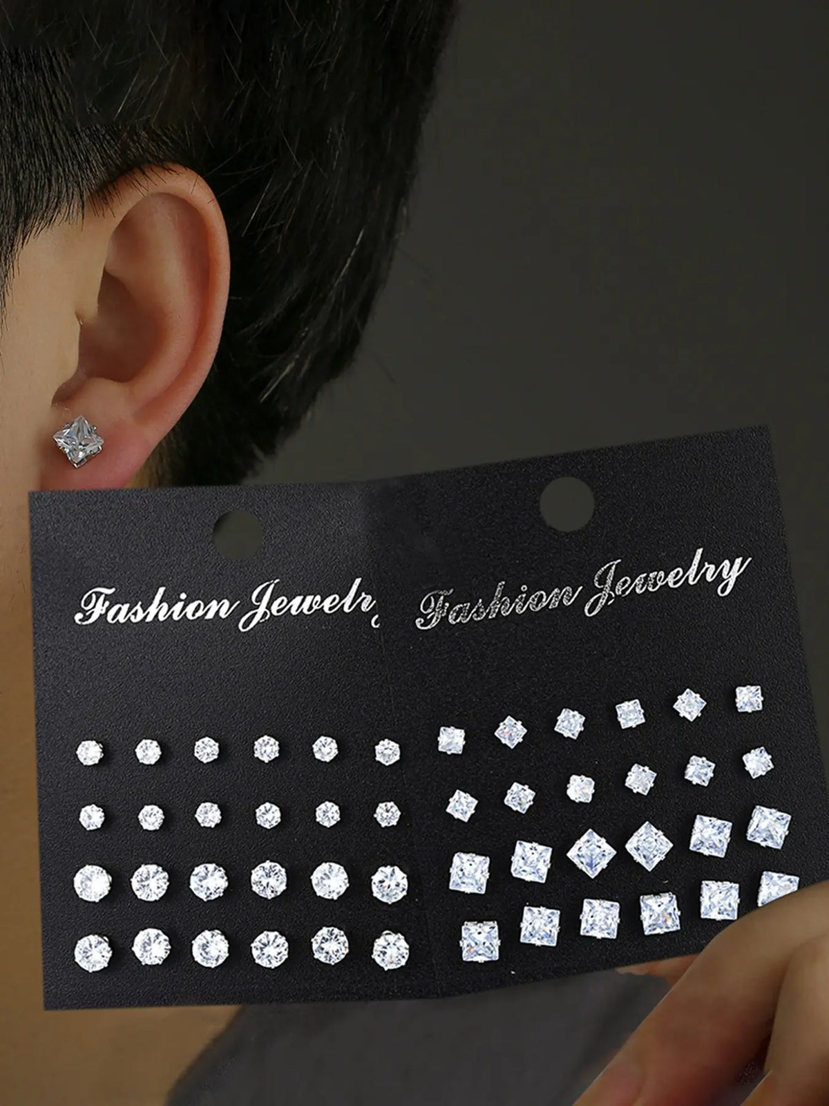 24/36 Pairs Unisex Ear Studs, Stud Earring Sets, Elegant Geometric Heart Design, Artificial Zircon, All-Season Sparkling Jewelry, Perfect for Gifts