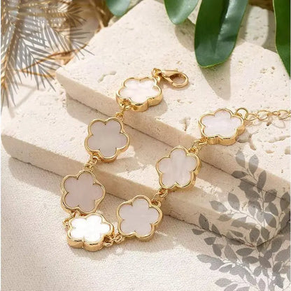 Women's Leopard Chain Bracelet Gold Link Cute Five Petal Flower Charm Resin Cheetah Print Statement Jewelry for Clubwear Gifts