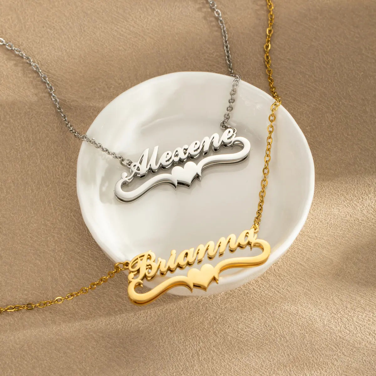 AS063  For Wife Girlfriend Customized Stainless Steel Love Double Layers Design Name Necklace DIY Gift To Make Mom Cry Necklace Best Gift For Mother's Day