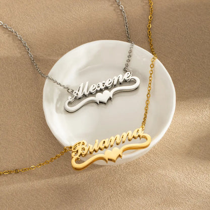 AS063  For Wife Girlfriend Customized Stainless Steel Love Double Layers Design Name Necklace DIY Gift To Make Mom Cry Necklace Best Gift For Mother's Day