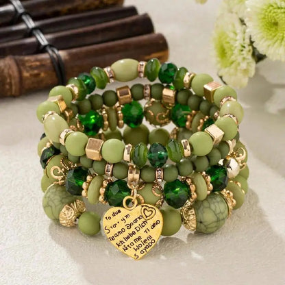 Women Beaded Bracelet Set| Colorful Boho Stackable Trendy Design with Crystal Accents Multilayer Bangle Bracelet| Fashion Stretch Braclets Jewelry for Women