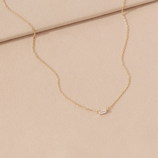 Dainty Diamond Necklace by Caitlyn Minimalist - Elegant Crystal Charm Necklace in Gold & Silver - Classic Solitaire Necklace - Minimalist Jewelry - Gift for Her