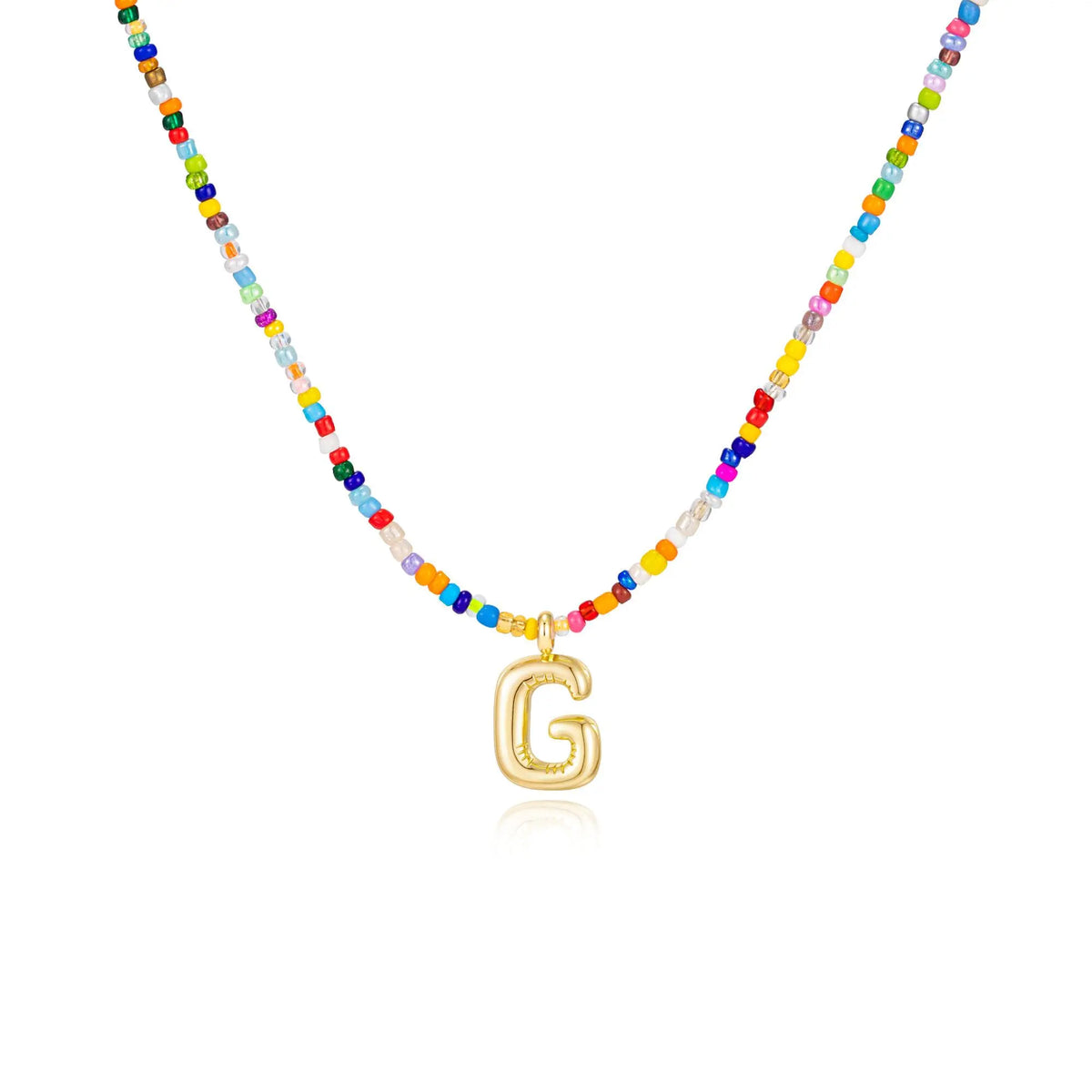VRIUA Women's Adjustable Beaded Bubble Letter Choker - Personalized Initial Necklace, Handmade Dainty Casual Daily Beach Jewelry, Gifts for Women Lover's Accessory