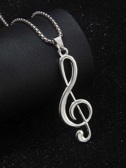 1 Piece of Hip-hop Rock Exaggerated Note Stainless Steel Non Fading Necklace for Men and Women, Simple and Trendy Street Style Party Versatile Long Necklace, Non Tarnish Necklace, Fashionable Jewelry, Fashion Accessory Necklace, Casual Trendy Jewelry
