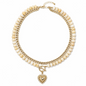 Women's dopamine double-layer colored bead heart-shaped necklace, adjustable layered collarbone chain, women's fashionable jewelry necklace