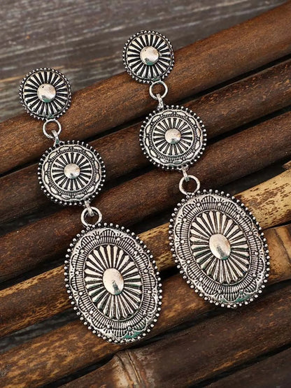 Vintage Bohemian Western Style Earrings, Metal Alloy Geometric Patchwork Design, Unique Dangle Earrings for Women, All Season Earrings, Drop Earrings, Earrings Dangling, High Quality Earrings, Trendy Jewelry