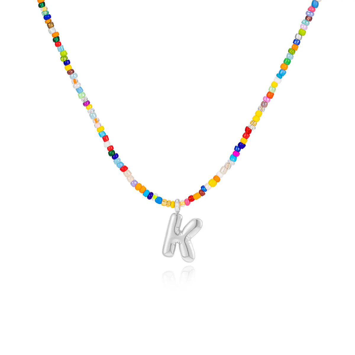 VRIUA Women's Adjustable Beaded Bubble Letter Choker - Personalized Initial Necklace, Handmade Dainty Casual Daily Beach Jewelry, Gifts for Women Lover's Accessory