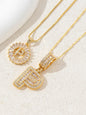 Letter Chain Necklace Set for Women, 26 Pendants with Zirconia Round Floral Design, Sister Matching Gift, Daily Wear Fashion Accessory, Casual Style Necklaces