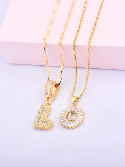Initials Necklace with Box, 26 Letters Pendant Necklace, Alphabet Letter Necklace for Women & Girls, Fashion Jewelry for Party, Daily Decor, Trendy All-match & Exquisite Jewelry for Birthday Gift, Personalized Initial Necklace, Fashionable Accessory