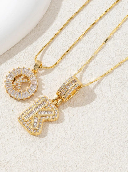 Letter Chain Necklace Set for Women, 26 Pendants with Zirconia Round Floral Design, Sister Matching Gift, Daily Wear Fashion Accessory, Casual Style Necklaces