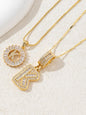 Letter Chain Necklace Set for Women, 26 Pendants with Zirconia Round Floral Design, Sister Matching Gift, Daily Wear Fashion Accessory, Casual Style Necklaces