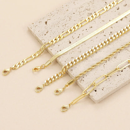 TEWIKY Women's 5-Piece Thin Dainty Gold Aesthetic Bracelet Stack Set, Chain Styles Including Paperclip, Cuban Link & Greenish Beads, Adjustable 6.5in Metal Coating Jewelry for Everyday Wear, Casual, Stackable Sets