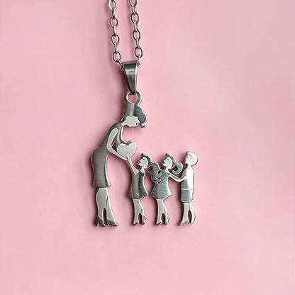 Family Members Necklace - Mom & Kids Pendant, "A Mother's Love Always With You", Perfect Necklace Gift for Women & Mothers