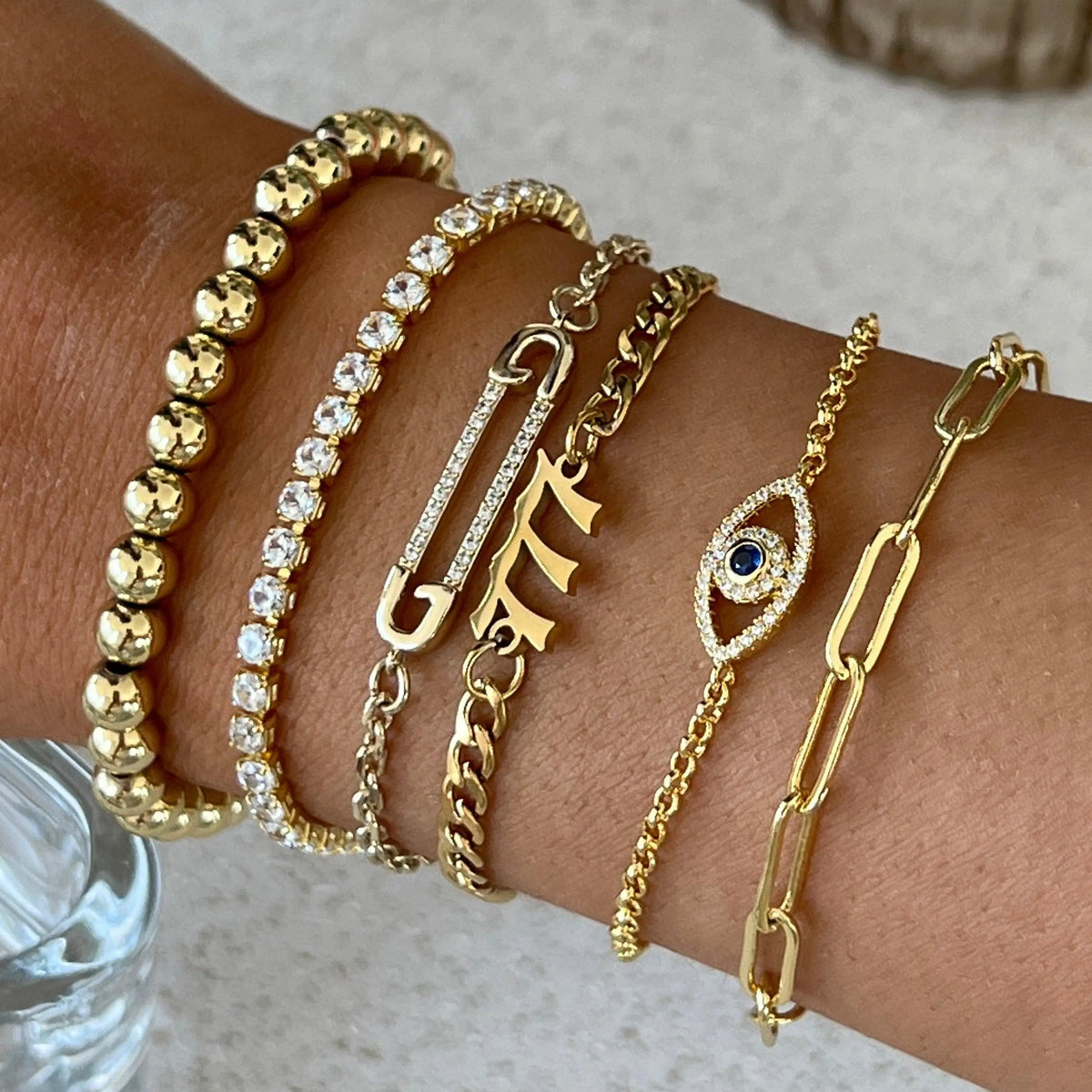 EVRY JEWELS Gold or Silver Plated Women's Hypoallergenic Evil Eye Bracelet