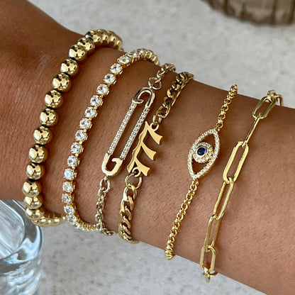 EVRY JEWELS Gold or Silver Plated Women's Hypoallergenic Evil Eye Bracelet