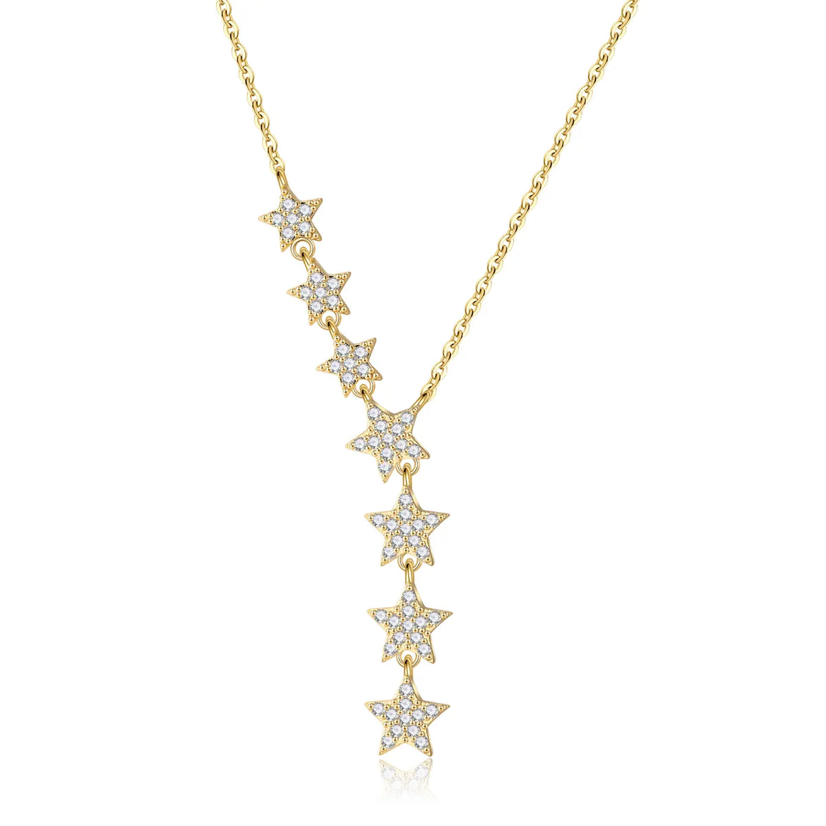 CAROVO 18K Gold Plated Crystal Dainty Star CZ Charm Y-Necklace for Female - Non Tarnish Charming Adjustable Jewelry, Anniversary Thanksgiving Gift