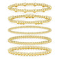 Women's 5PCS Gold Ball Beads Stretchable Bracelets Set - Waterproof, Adjustable Jewelry for Women, Gold Jewelry for Beach & Everyday Wear (Sohochic)