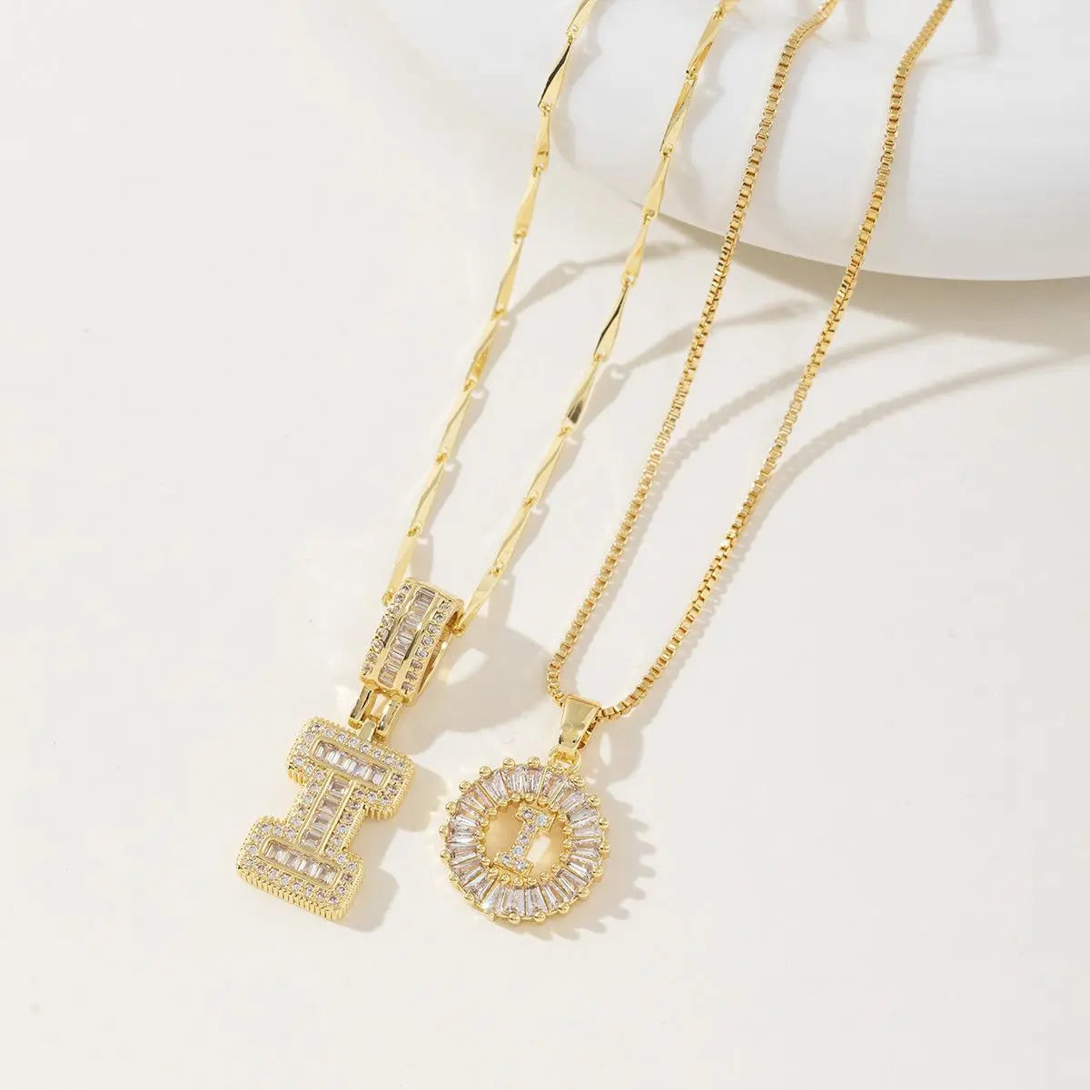 Women's Full diamond Rock sugar 26 letters Pendant Necklace Set Copper with zircon and gold plating Gold‑plated Round shape Flowers Fashion Accessories Layered Jewelry Set