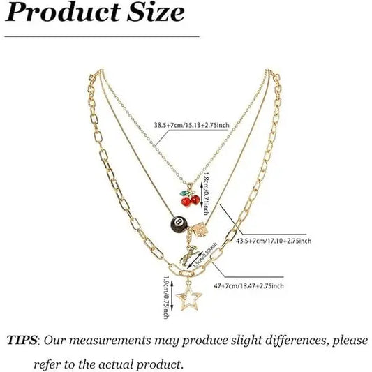 September Laurel  Y2K Necklaces Jewelry Gold Cherry Necklaces for Women Chunky Charm Streetwear Star 8 Ball Stackable Leopard Cheetah Dice Layered Gold Dainty Statement Chain Choker Trendy Birthday Jewelry Gifts