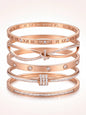 5-Piece Waterproof Titanium Steel Bracelet Set, Rhinestone Star Design, Unisex Jewelry, Stackable, Elegant, High Quality, Fashion Bracelets, Stackable Bangle Bracelets