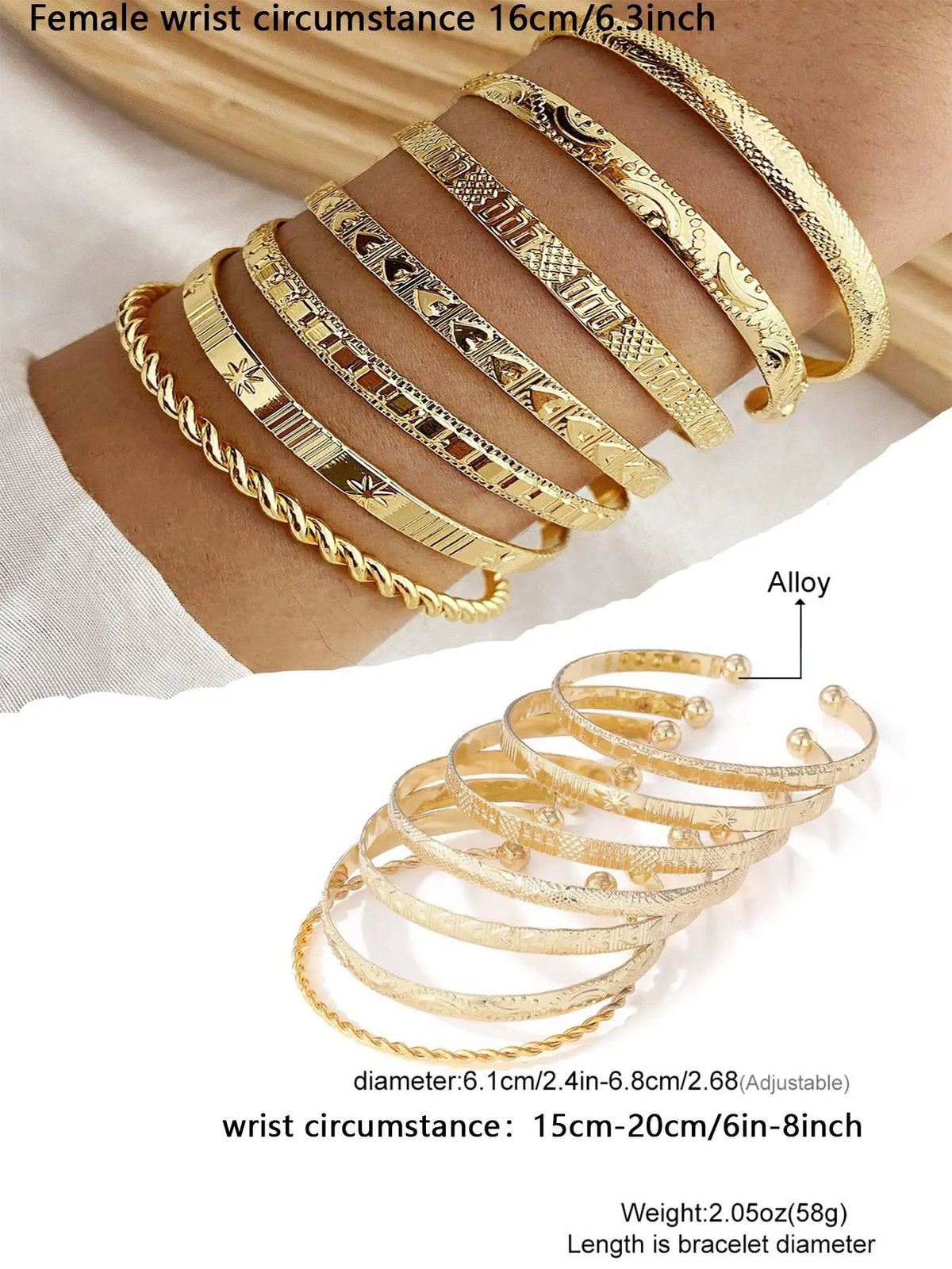 Geometric & Heart Design Cuff Gypsy Bangles As Gift for Girlfriend, Texture Metal Twist Design Bracelet on Wrist, Elegant Matching Jewelry, Classic Fashion Accessories for Daily Wear, Stack Bracelet for Wife, Boho Style Bangles, Alloy Heart Bracelets