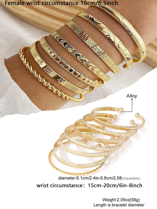 Geometric & Heart Design Cuff Gypsy Bangles As Gift for Girlfriend, Texture Metal Twist Design Bracelet on Wrist, Elegant Matching Jewelry, Classic Fashion Accessories for Daily Wear, Stack Bracelet for Wife, Boho Style Bangles, Alloy Heart Bracelets