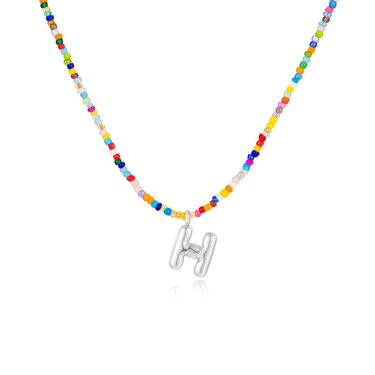 VRIUA Women's Adjustable Beaded Bubble Letter Choker - Personalized Initial Necklace, Handmade Dainty Casual Daily Beach Jewelry, Gifts for Women Lover's Accessory
